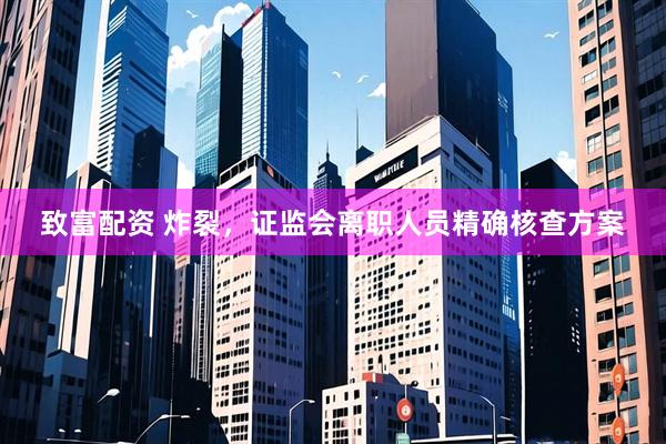 致富配资 炸裂，证监会离职人员精确核查方案