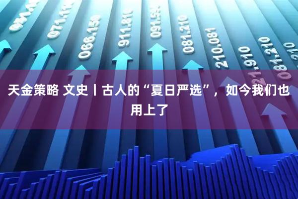 天金策略 文史丨古人的“夏日严选”，如今我们也用上了