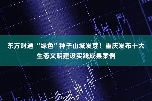 东方财通 “绿色”种子山城发芽！重庆发布十大生态文明建设实践成果案例